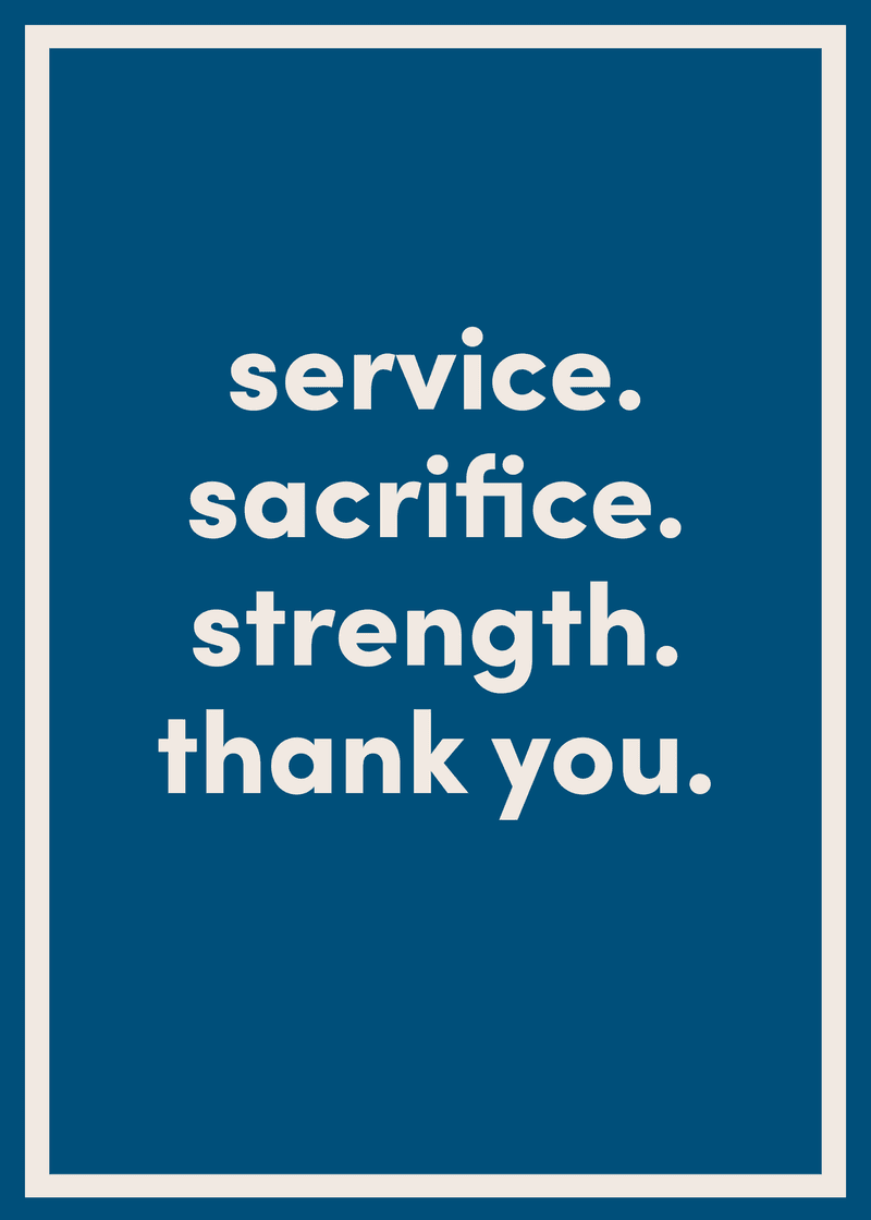 Thank You For Your Sacrifice Greeting Card V7